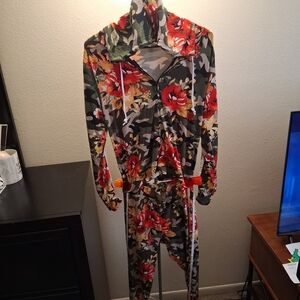 Love J Floral and Camouflage Jumpsuit